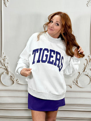 Louisiana/Tiger Light Grey/White Reversible Sweatshirt