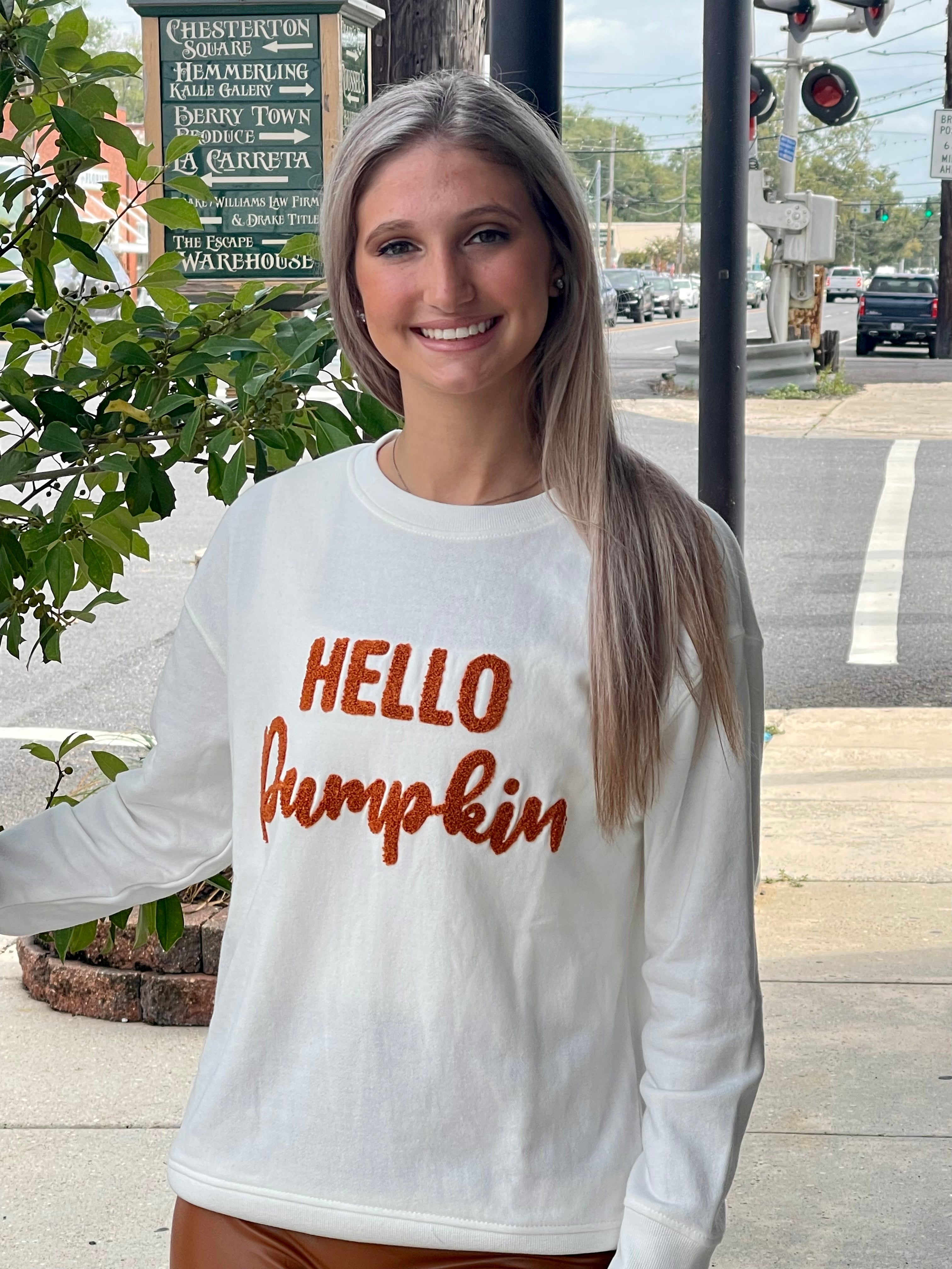Ivory Hello Pumpkin Sweatshirt
