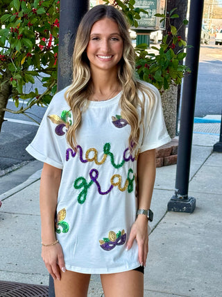 Mardi Gras Tinsel Sequin T-Shirt