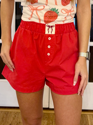 High Waisted Red Boxy Shorts