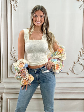 Multicolor Floral Crochet Cardigan