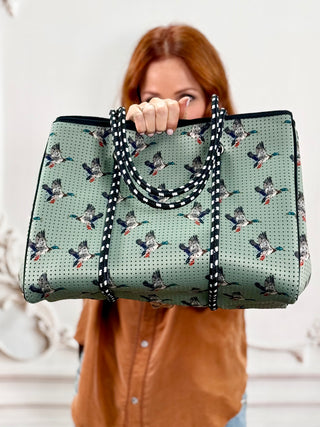 Green Duck Large Tote