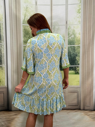 Botanical Print Sky Blue Dress