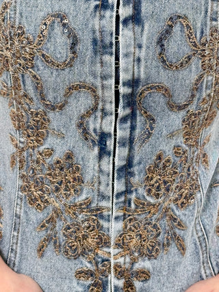 Light Wash Denim Corset Top