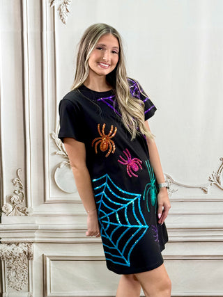 Halloween Spider Web Sequin Dress