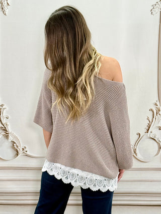 Mocha White Twofer Sweater