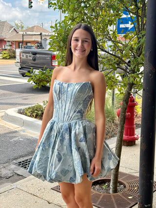 Ice Blue Floral Corset Homecoming