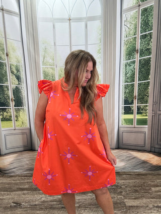 Karani Orange Fuchsia Mini Dress