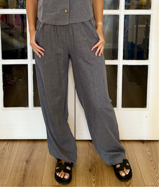 Grey colored linen pants