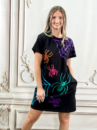 Halloween Spider Web Sequin Dress