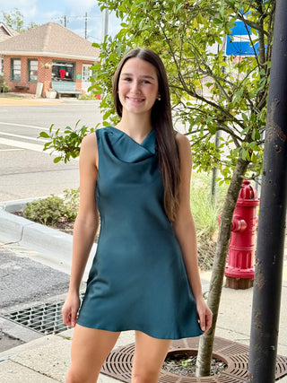 Hunter Green Satin Mini Dress