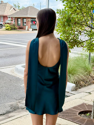 Hunter Green Satin Mini Dress