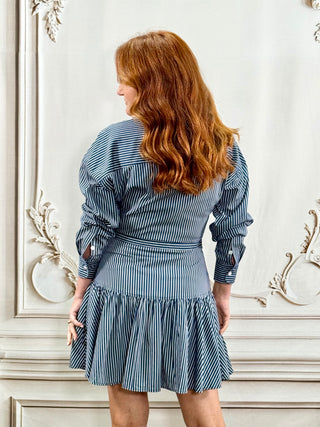 Blue Stripe Button Down Dress