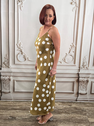 Brown White Polka Dot Dress
