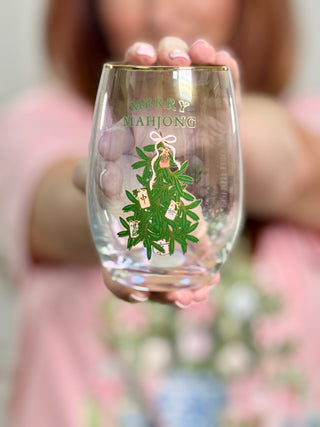 Merry Mahjong Stemless Wine Glass