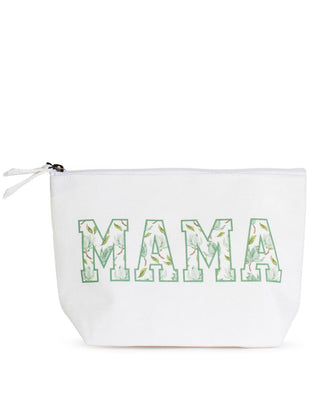 White pouch with 'MAMA' text in green on a white background
