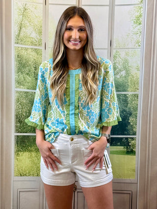 Floral Lace Sky Blue Top