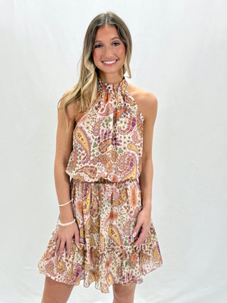 Paisley Print Halter Dress