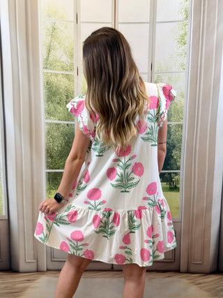 Floral Scalloped Emb White Mini