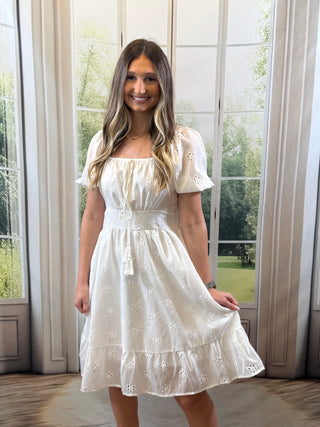 Square Neck White Dress