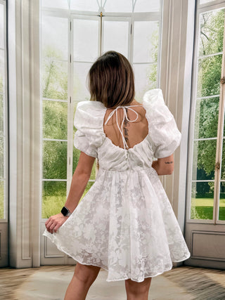 Puff Sleeve Flared White Dress