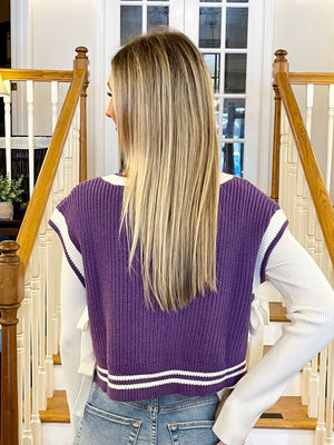 Purple White Sweater Vest