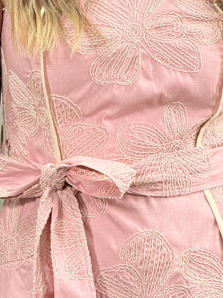 Embroidery Fit Pink Mini Dress