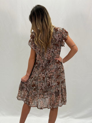 Brown Floral Print Dress