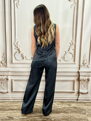 Charcoal Satin Pants