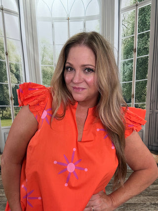 Karani Orange Fuchsia Mini Dress