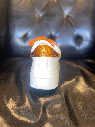 Tailgate Orange Crinkle Metallic Tennis Shoes