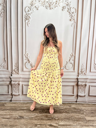 Yellow Purple Polka Dot Maxi Dress