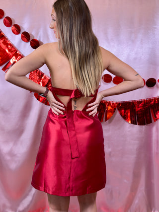 Satin Halter Red Dress