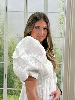 Puff Sleeve Flared White Dress