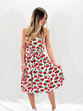 Strawberry Print White Dress