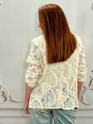 Ivory Lace Detail Blazer