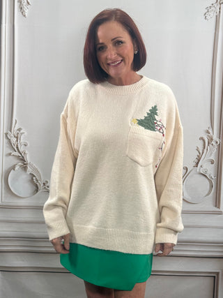 Christmas Tree Emb Cream