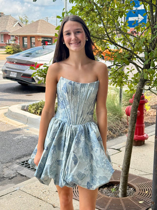 Ice Blue Floral Corset Homecoming