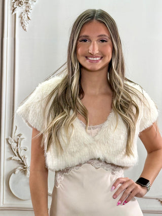 Fuzzy Cream Vest