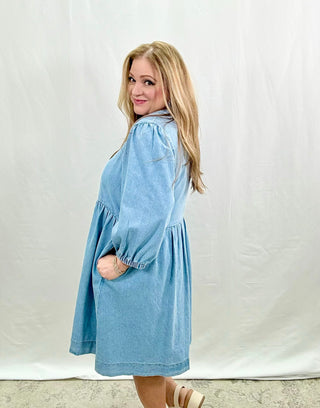 Denim Babydoll Mini Dress