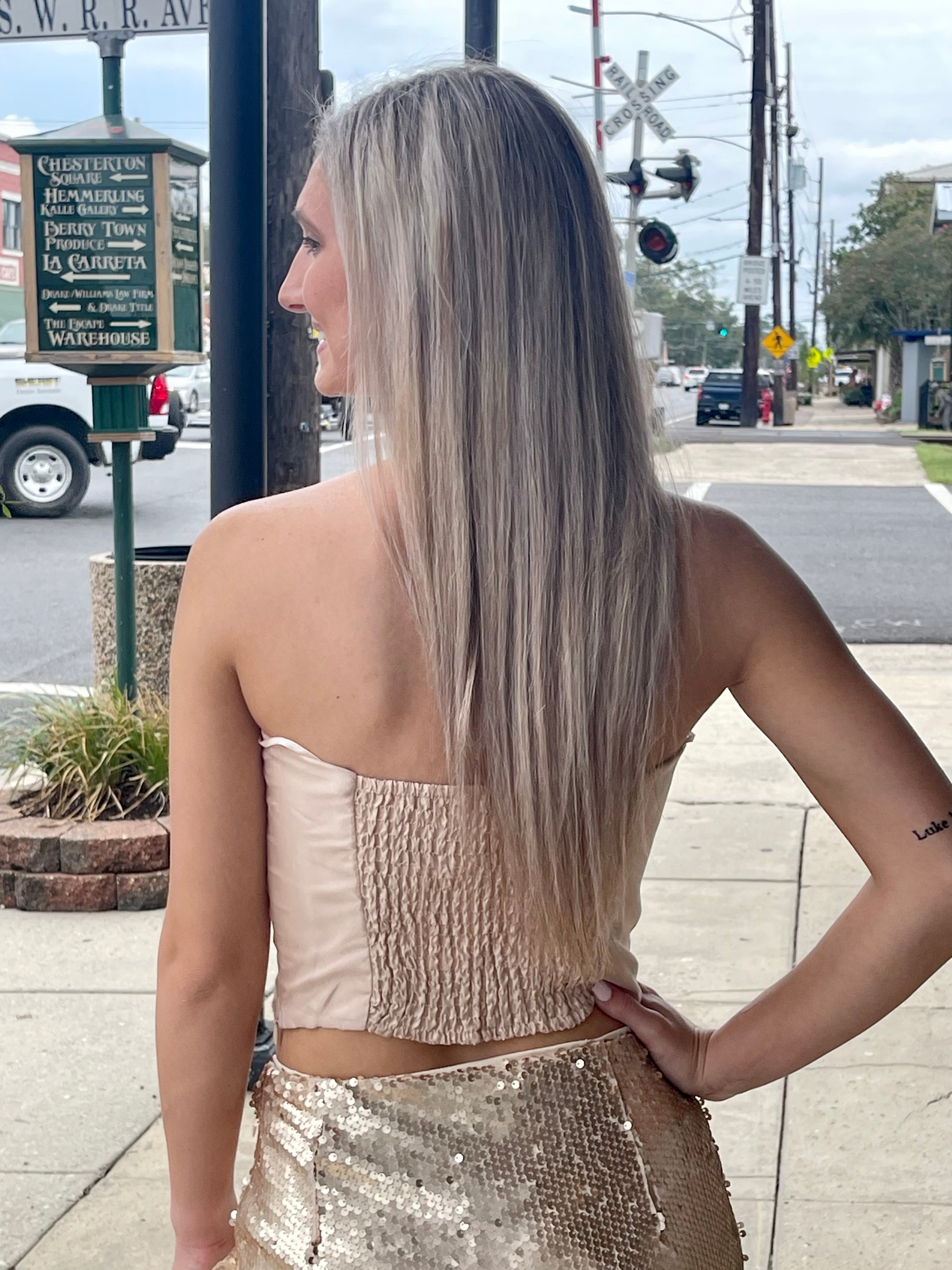 Taupe Flower Tube Top