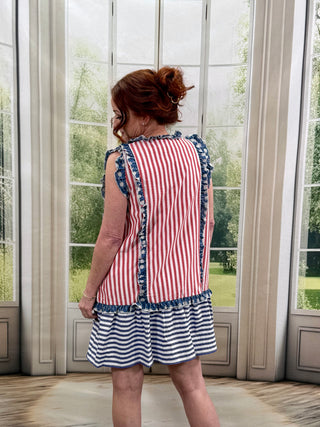 Stripe Sleeveless Linen Dress