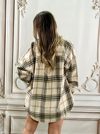 Plaid Khaki Multi LS Top