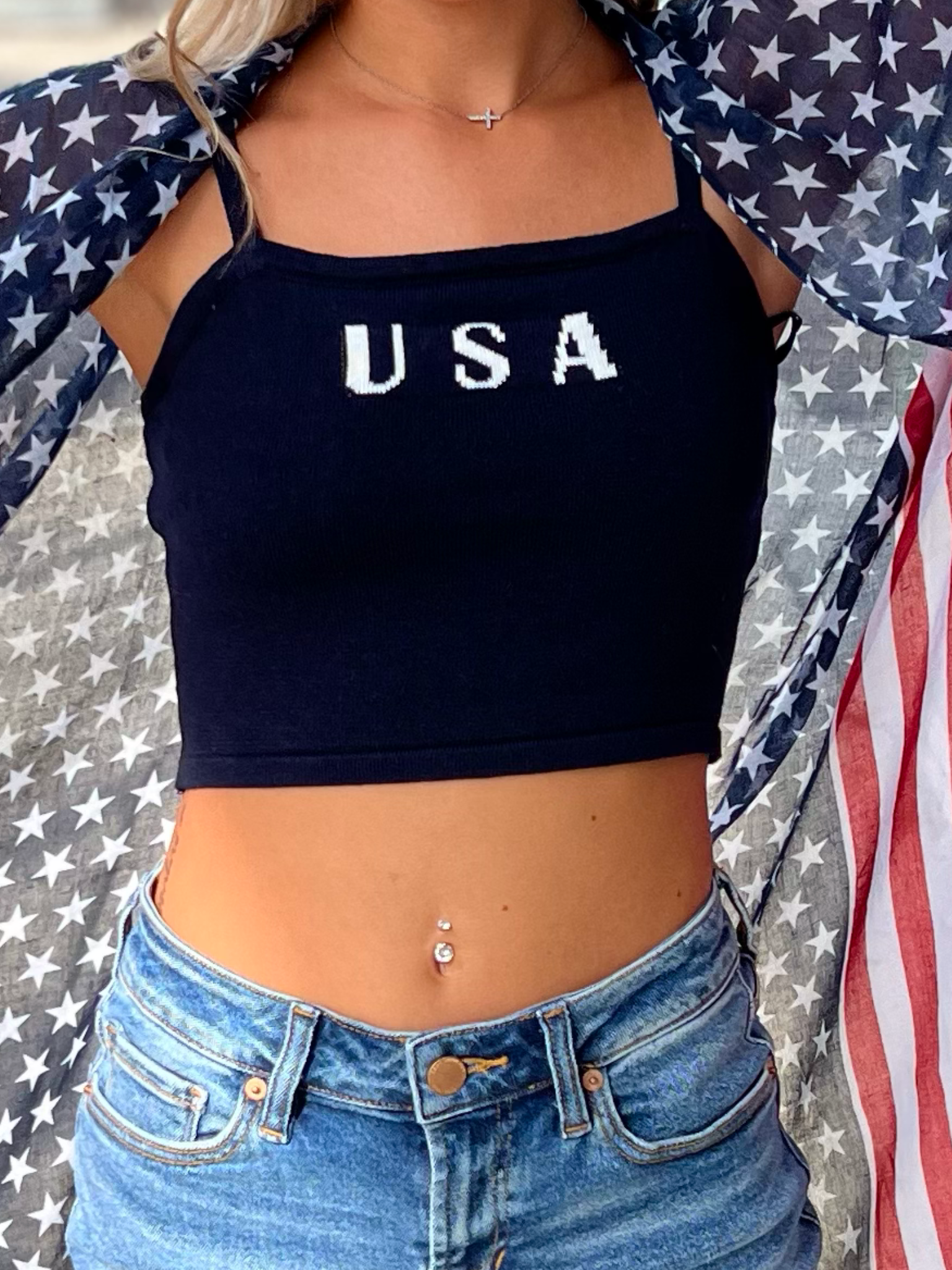 Navy USA Knit Tank Top