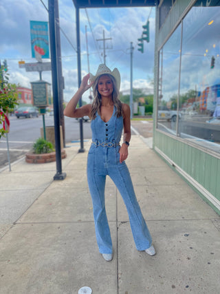 Light Wash Denim Jumpsuit