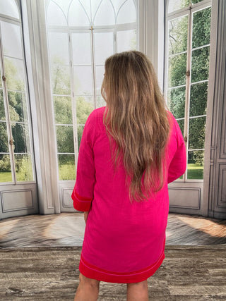 Allie Fuchsia Linen Mini Dress