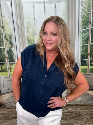 Cruz Navy Iris Top