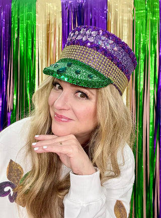 Mardi Gras Captains Hat With Feather