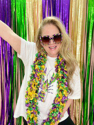 Large Mardi Gras Rhinestone Sunglasses