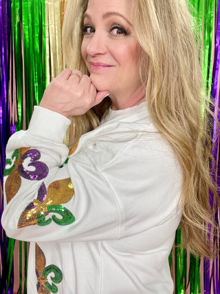 Sequin Mardi Gras Pullover Sweatshirt